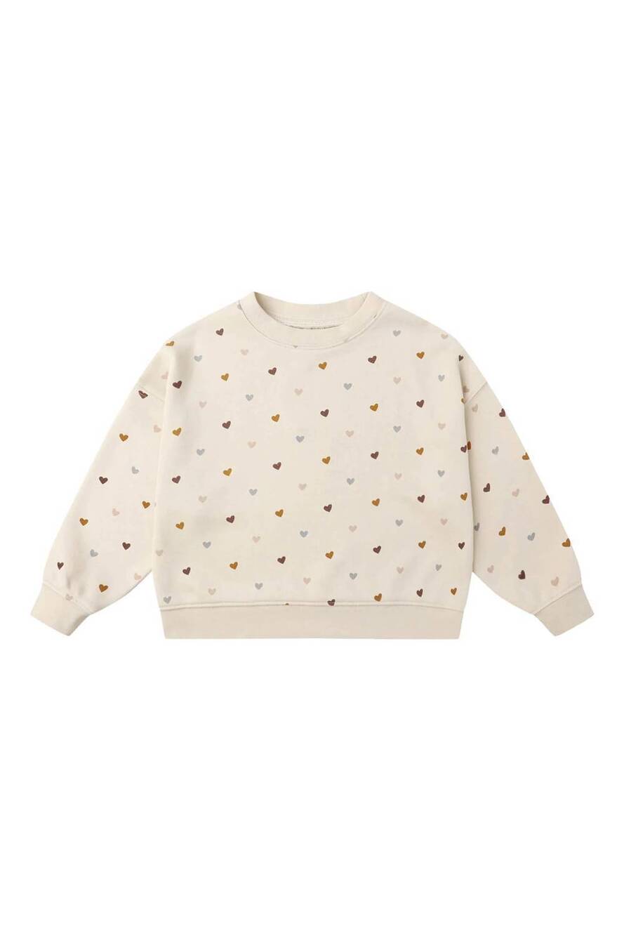 NEW RYLEE + CRU kid's hearts boxy pullover in beige